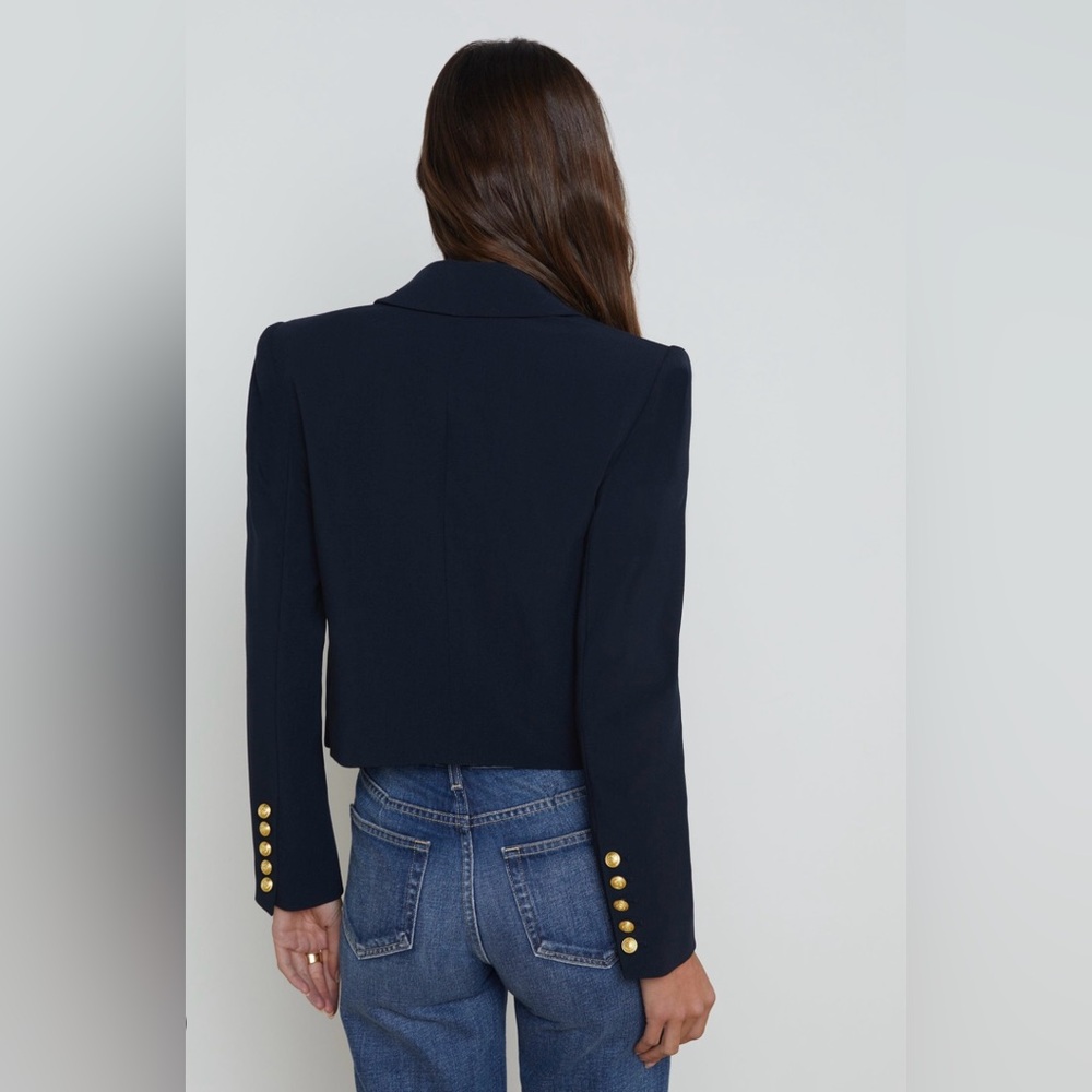 NWT L’AGENCE Lila Satin Lapel Cropped Blazer, size 6 - Picture 2 of 8